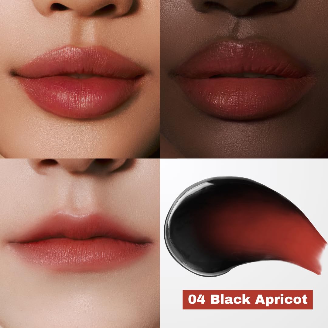MILKTOUCH Black Peel Off Lip Tattoo - Long-Lasting Matte Lip, Waterproof & Transfer-Proof, Highly Pigmented, Stay-On-All-Day Lip Tint Stain (4.5g) #04 Black Apricot