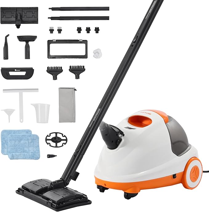 VEVOR Steam Cleaner, Multipurpose Powerful Steamer with 23 Accessories, Steamer Cleaing with Extra-Long Power Cord, 84.55 oz Tank and Portable Handle, for Grout, Tile, Floors, Appliances, Home & Car