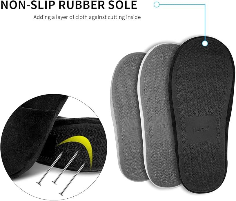 3-Pair Luxury Spa Slippers - Cotton Memory Foam Non-slip Closed Toe Washable Slippers for Hotel,Guest,Travel,Bride,Women and Men