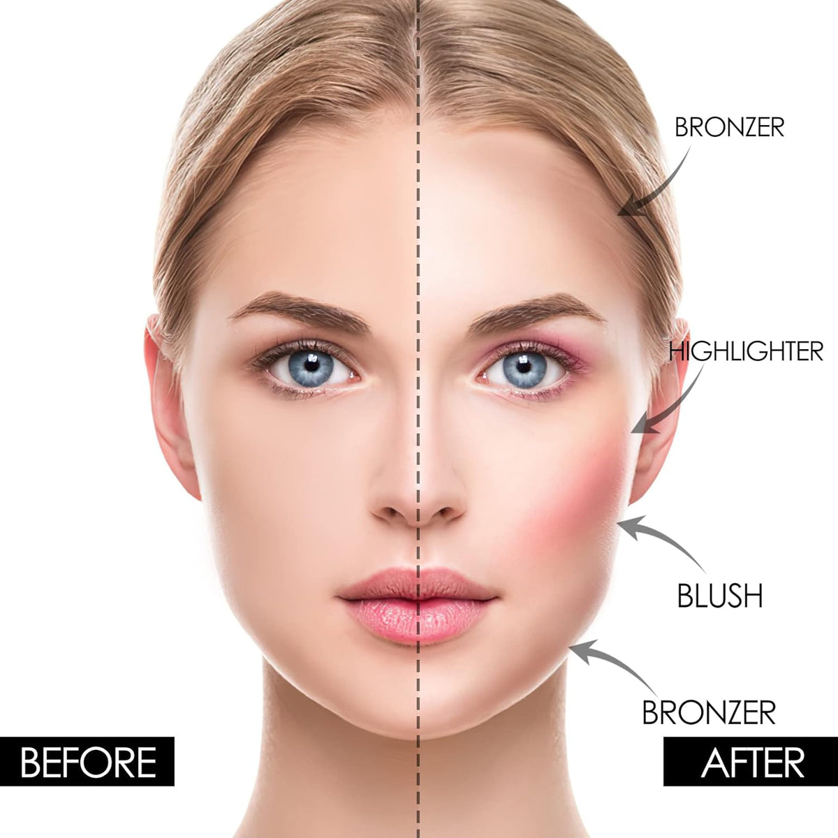 FOCALLURE Blush and Highlighter Palette,3 in 1 Contour Palette,Cruelty-Free Matte Bronzer Powder,Shimmer Illuminator Highlighters for a Glowing Look,#11