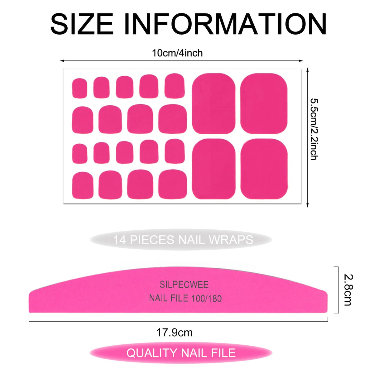 SILPECWEE Toe Nail Stickers Full Nail Wraps Red Solid Color Toenail Polish Strips for Women Self Adhesive Toe Stickers Polish Gel Toenails Stickers with 1pc Nail File (20 Sheets)