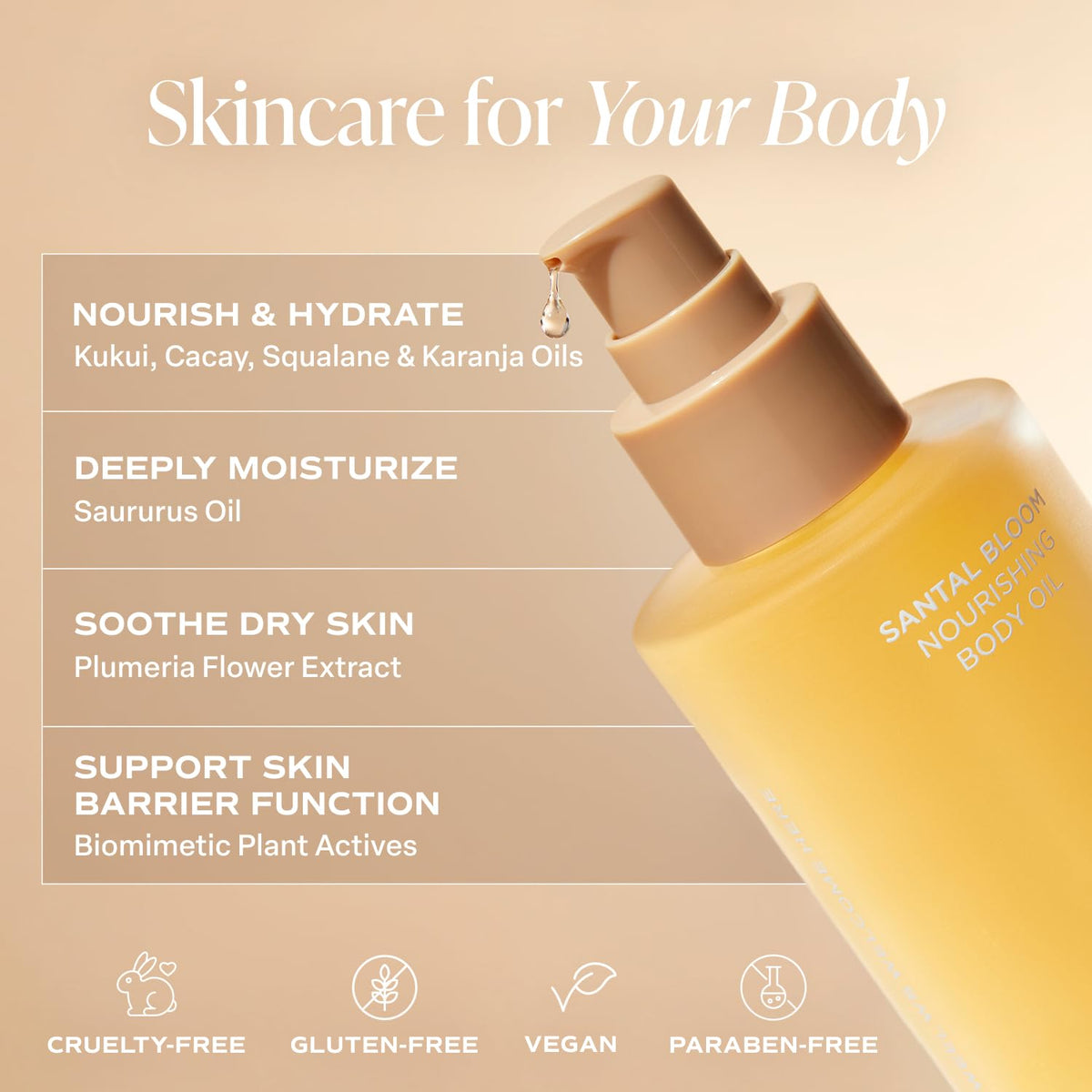 Saltair Body Oil. Luxurious Santal Bloom After Shower and Bath Oil Moisturizer for Women and Men. Botanical, Non-Greasy, and Well-Absorbing Lotion for Hydrating Dry Skin. 4oz Pump Bottle