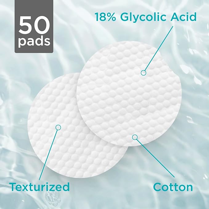 Tree of Life Beauty 18% Glycolic Acid Pads for Face (50 Pads) - Exfoliating Pad for Face with Witch Hazel, Vitamin C, Vitamin B5 and Vitamin E - Smooth Pore Pad Reduce Pigmentation and Fine Lines
