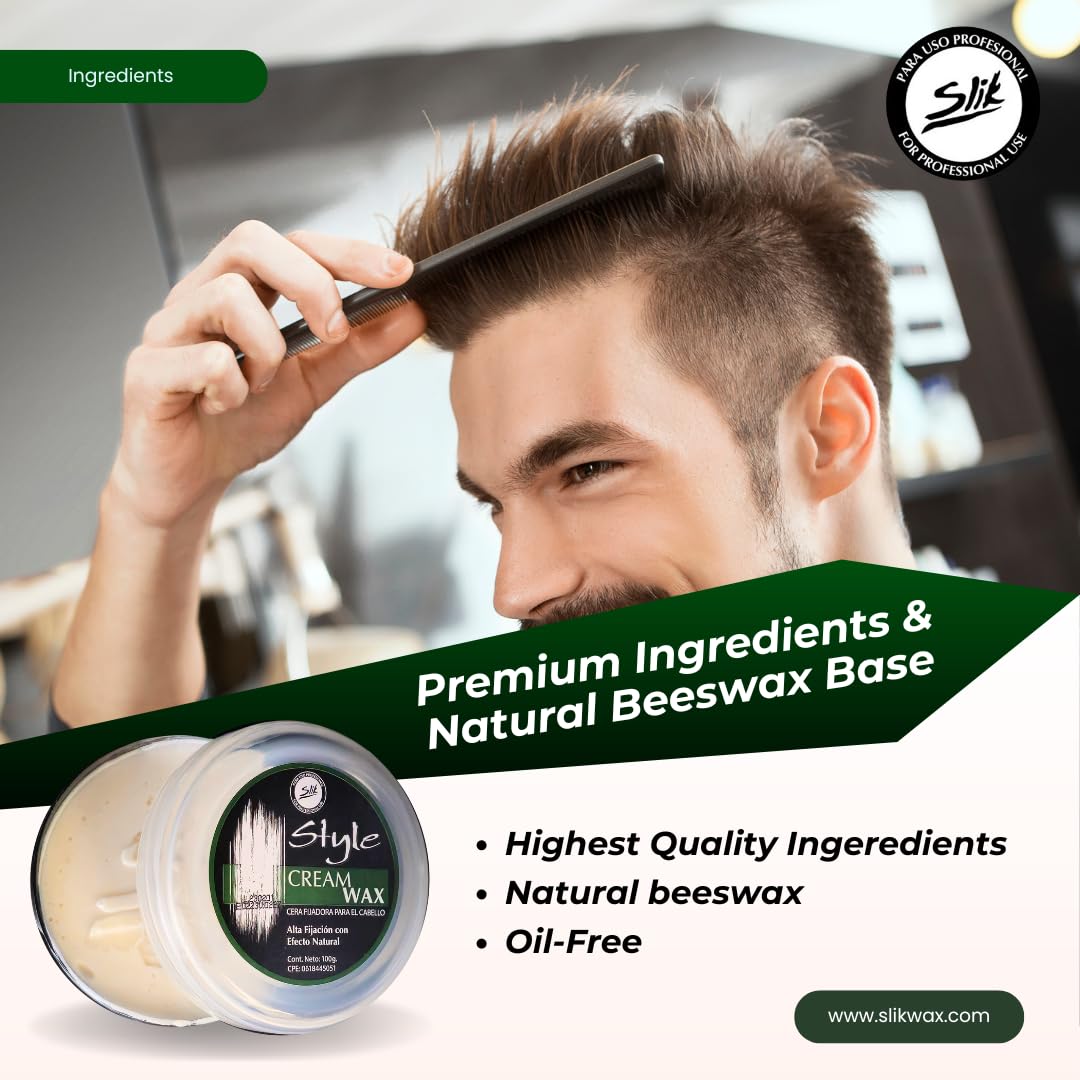 SLIK Cream Wax Strong Hold Hair Styling Wax 140g / 5oz - Flexible, Smooth Finish, Easy Wash Out - Perfect for Men, Women, Teens, and Kids