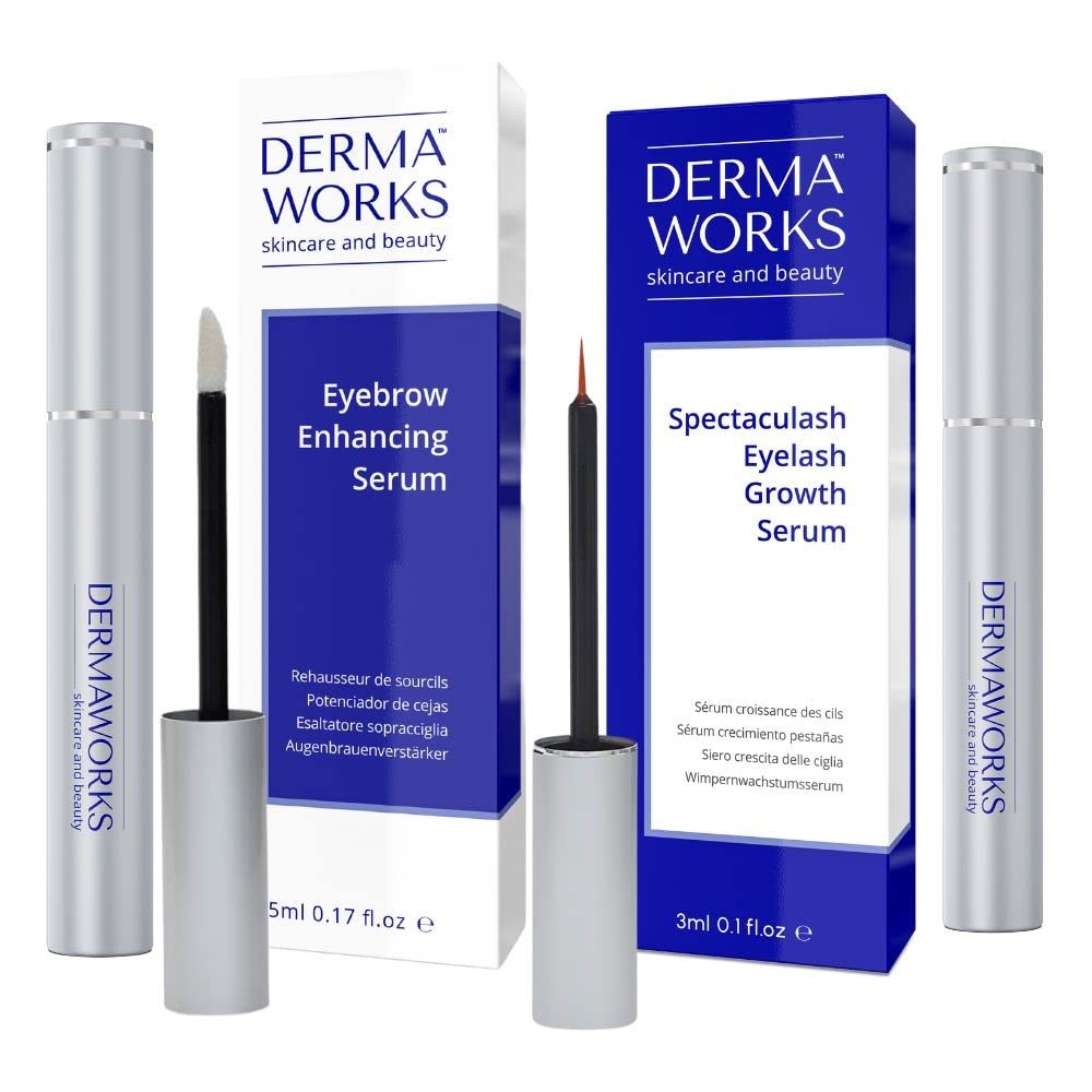 LASH SERUM 3ml + EYEBROW GROWTH SERUM 5ml - Advanced Lash and Brow Growth Formula for Longer, Fuller, Natural Lashes & Thicker, Shapely Brows - Suero para Pestañas Crecimiento y Cejas by DERMAWORKS