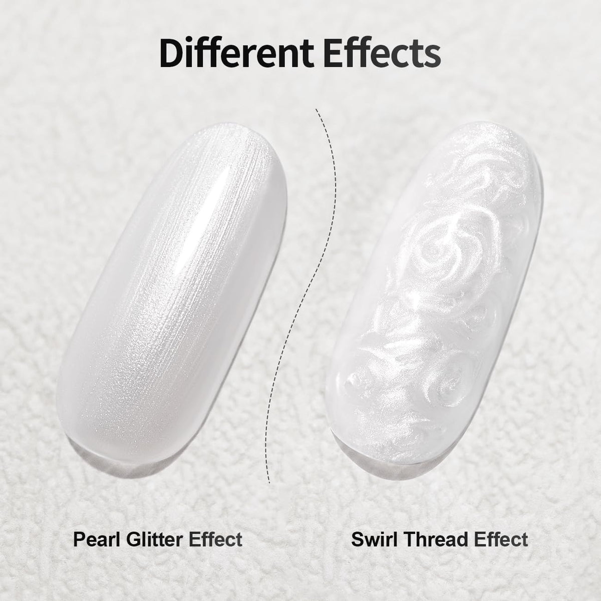 RARJSM Pearl White Gel Liner Nail Art Pearlescent Silver Shell Glitter Swirl Effect Gel Polish 8ml Build in Thin Brush Painted Drawing Striper Soak off Curing Requires for Home Salon