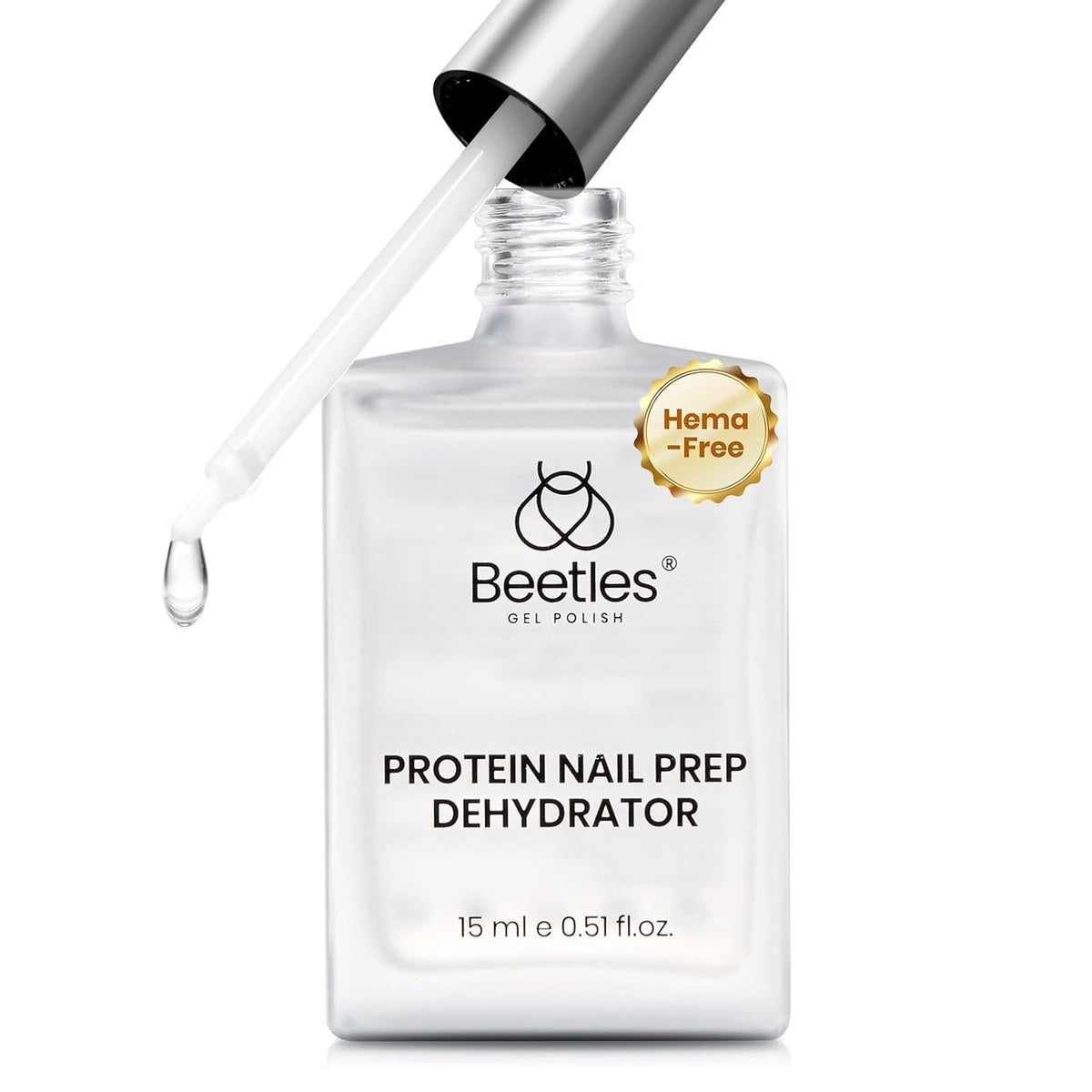 Beetles Nail Dehydrator 15ml Protein Prep for Gel Nail Polish, Upgraded Formula 2 in 1 Nail Bond Air Dry, No Lifting, HEMA Free & Acid Free for False Nail Tips Acrylic & U V Gel Gifts for Wom
