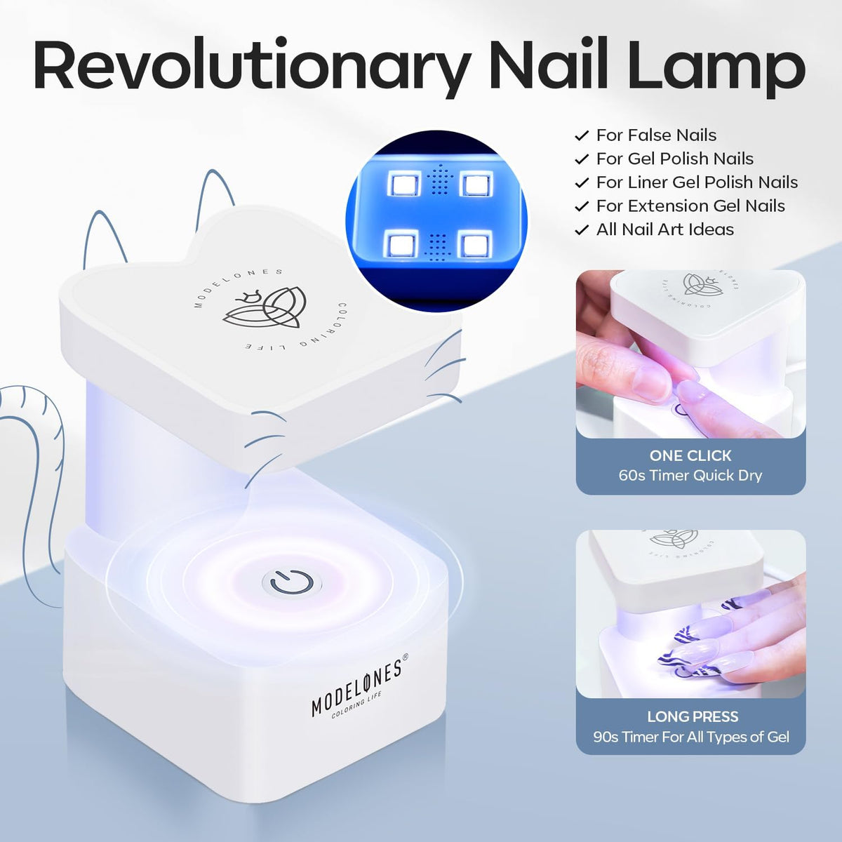 modelones Medium Almond Gel Nail Tips Kit, 9-in-One Nail Glue with Portable U V Lamp 216Pcs 12Sizes Pre-Etched Press ons Fake Acrylic Extension Kit DIY Salon Gift for Women