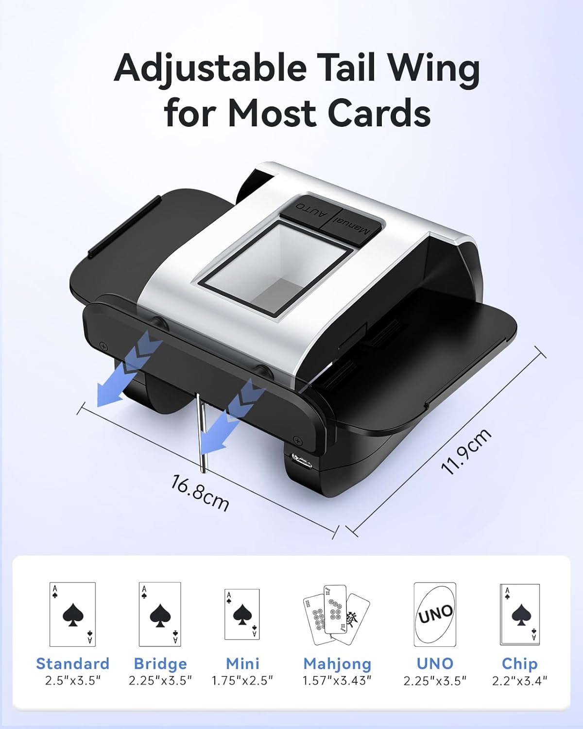 Automatic Card Shuffler with Dual Modes, Rechargeable Card Shuffler 2 Deck 2000 mAh, Low Noise Card Shuffler Machine Suitable for Shuffling Any Card Game