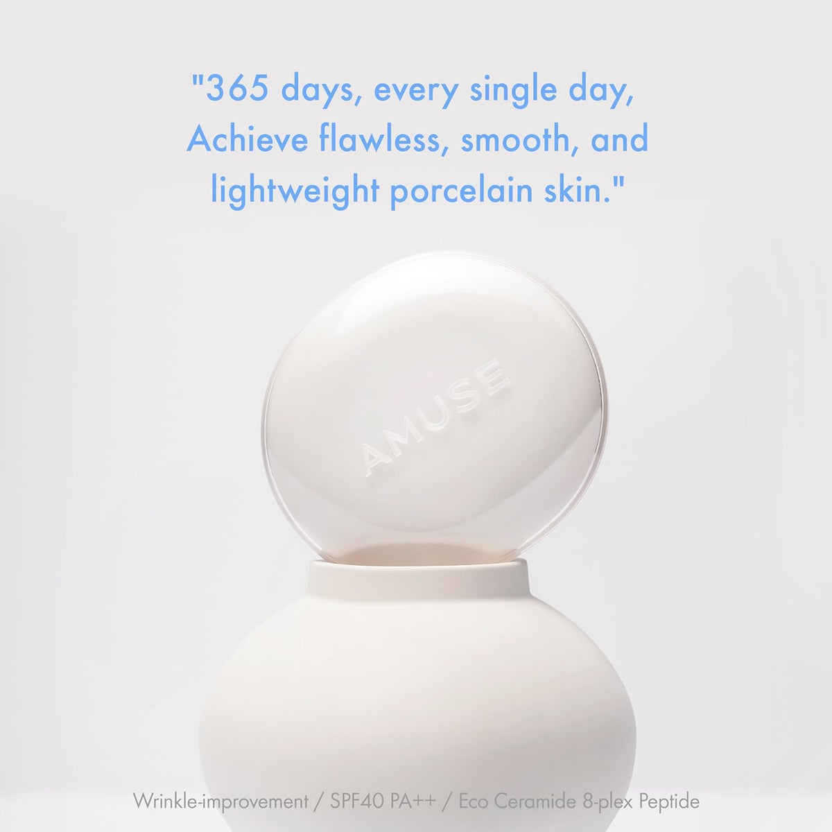 Amuse SEOUL Ceramic Skin Perfector Cushion Foundation Refill | Long-lasting, Lightweight, Semi-matte, Flawless Coverage, Hypoallergenic, Korean Beauty, Vegan(15g / 0.52 oz.) ([REFILL] 01 PORCELAIN)