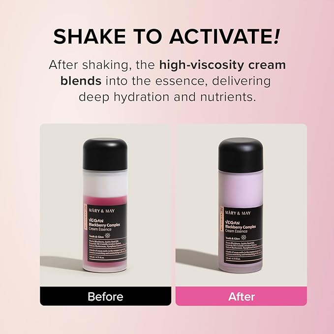 Mary&May Vegan Blackberry Cream Essence | Milky Essence Toner | Deep Hydration | Korean Skincare | Strengthens Skin Barrier | Plumping & Firming | Lightweight Formula (140ml/4.73 fl.oz.)