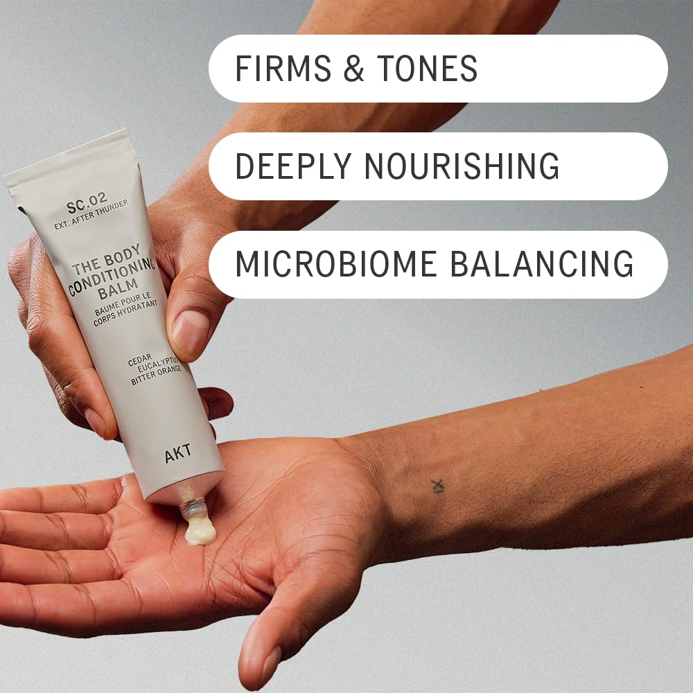 Akt The Body Conditioning Balm 3.4 Fl Oz, Firming Cream, Hydrating Body Balm with Olive Squalane & Lactic Acid, Vegan Moisturizer, Plastic Free, Sc.02 After Thunder, All Genders