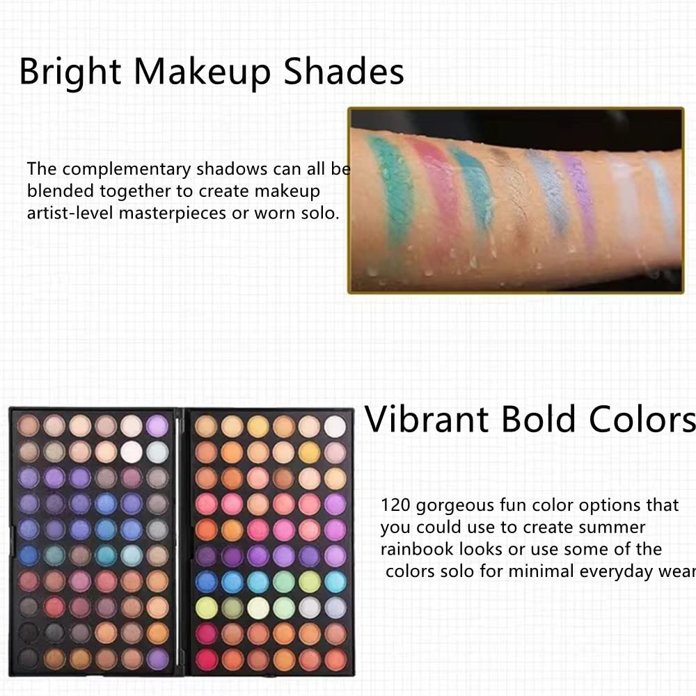 120 Colors Highly Pigmented Eye Makeup Palette,Spotlight Eyeshadow Palette Natural Colors Make Up Eye Shadows Long Lasting Waterproof Eye Shadow Cosmetics Gift Kit