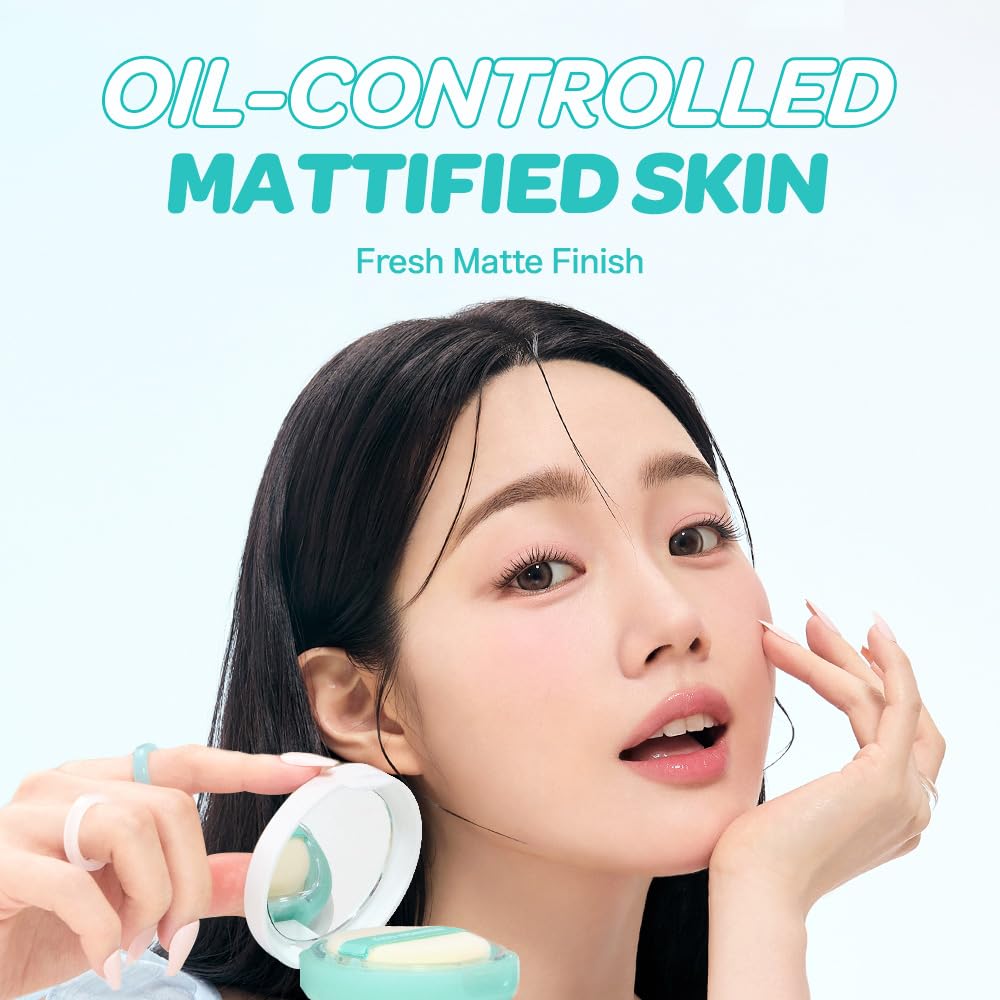 I'M MEME Compact - Oil Cut Pact | Sebum Absorbing, Korean Pressed Setting Powder for Blurring Effect, Makeup Powder Foundation, Translucent Compact, Finishing Powder, Oil Control Face Powder, 0.35 Oz