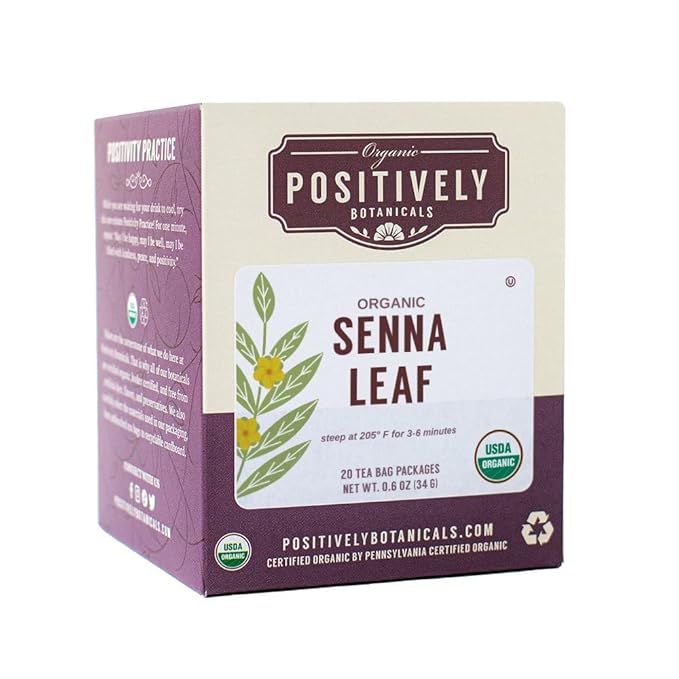 Organic Positively Botanicals Company, Senna Leaf Herbal Tea Bags, 20 Count