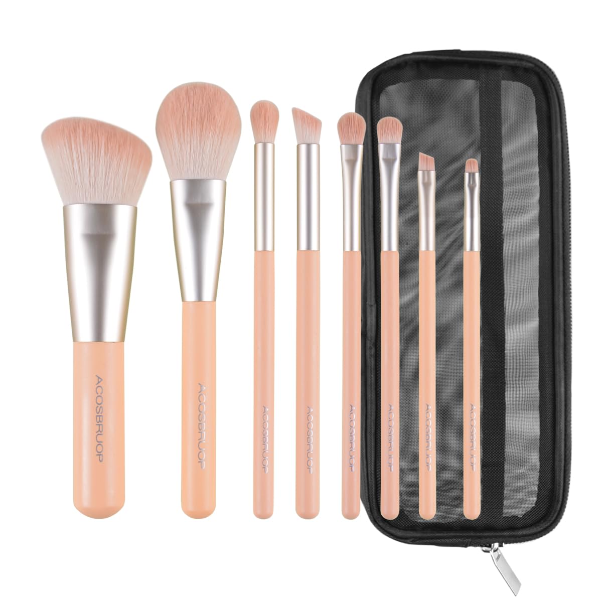 Professional Makeup Brush Set, 8 Piece Cosmetic Brushes with Travel Case