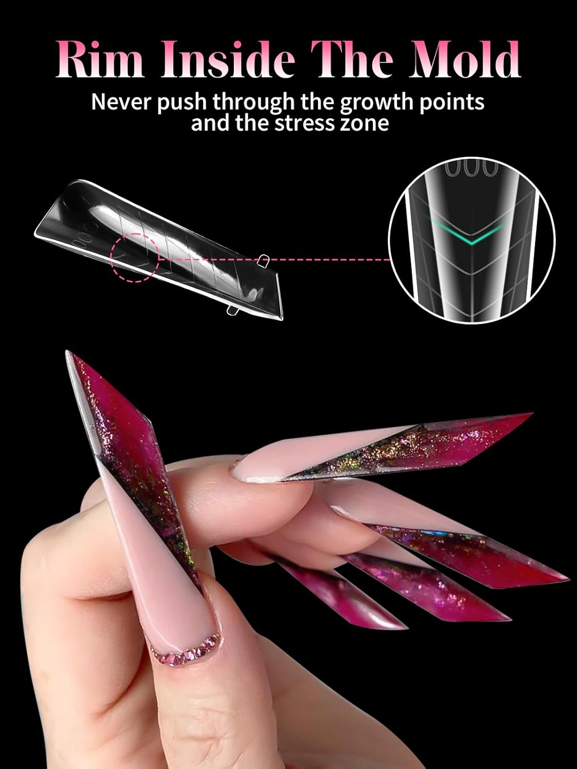 EBANKU Dual Nail Forms for Poly Extension Gel, 150 PCS Clear Claw Nail Molds Reusable 15 Sizes Nail Extension Forms for Builder Gel Manicure Design Salon DIY