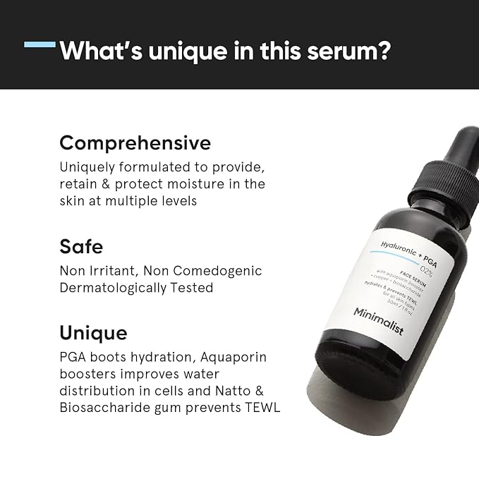 Minimalist 2% Hyaluronic Acid Serum for Face for Intense Hydration, Glow & Lesser Fine Lines | Helps with Skin Dryness & Elasticity | For Women & Men | For all Skin Types | 1 Fl Oz / 30 ml