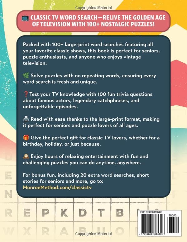 "A Blast From The Past" Classic TV Large Print Word Search: 100 Big Font Wordfind Puzzles for Adults & Seniors - Relive Sitcoms, Talk Shows & TV’s Golden Age from the 1950s-1990s (Classic Gifts)