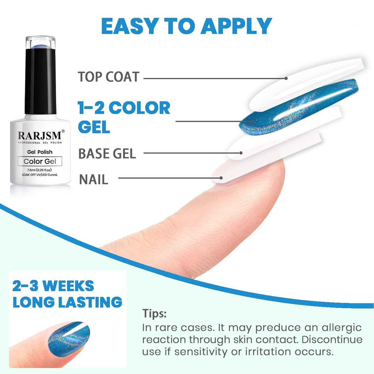RARJSM Cat Eye Gel Nail Polish, Galaxy Chameleon Magnetic Gel Polish Blue Holographic Glitter Soak Off U V L E D DIY Manicure Art for Salon Designs and Home DIY 7.5ML/0.26fl oz
