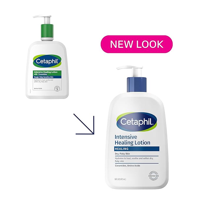 Cetaphil Intensive Healing Lotion with Ceramides 16 Oz For Dry, Rough, Flaky Sensitive Skin 24-Hour Hydration Fragrance, Paraben & Gluten Free