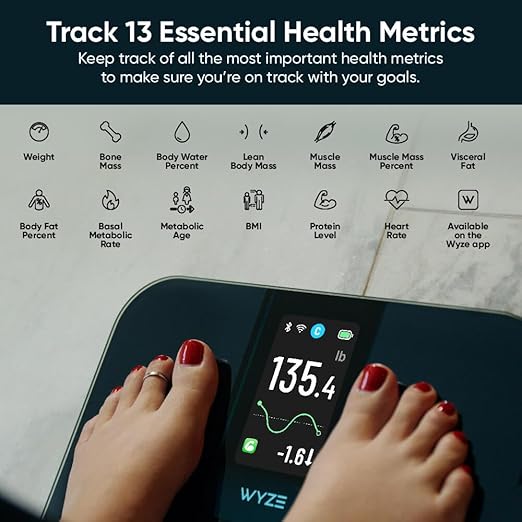 Ultra, Smart Scale with 4.3" Color Display, Digital Bathroom Scale for Body Weight BMI Muscle Mass Composition, Wi-Fi & Bluetooth Body Fat Scale with Heart Rate, 400 lbs (Black)