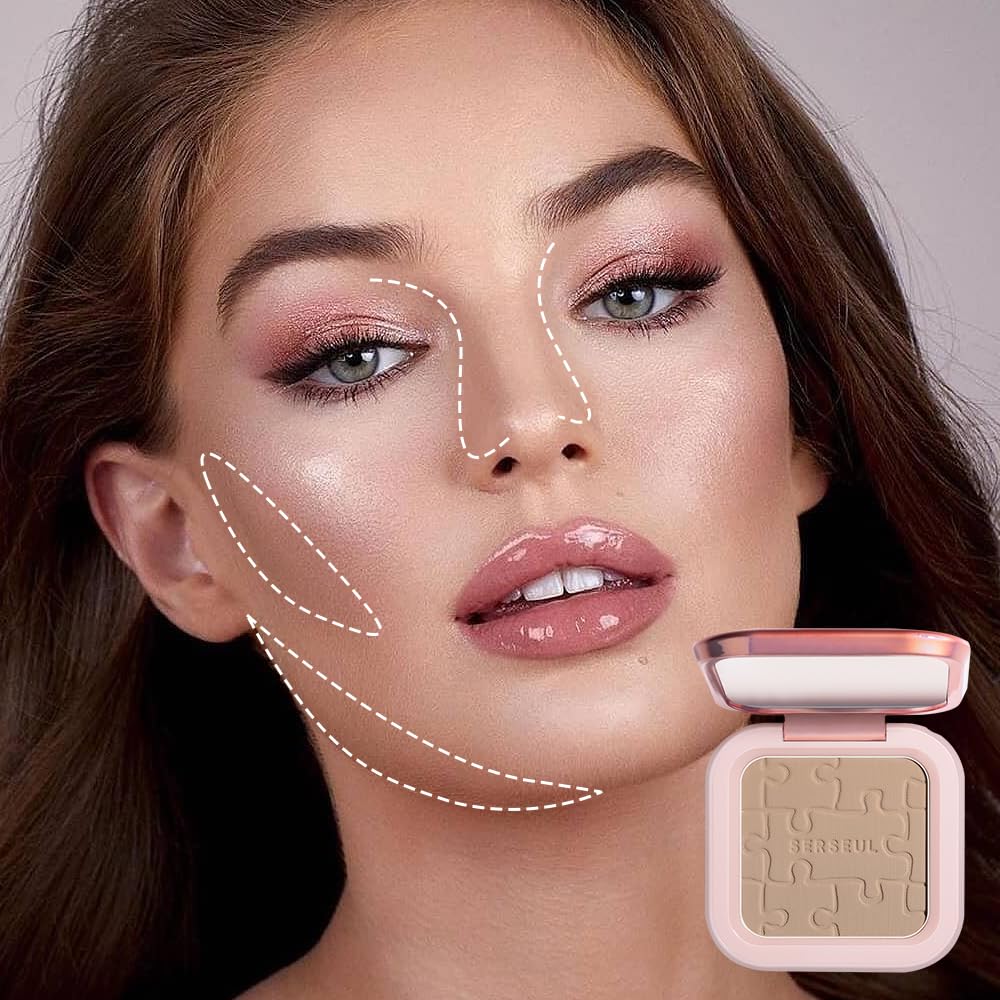 Contour Palette Face Sculpting Grey Contour Powder Palette Face Bronzer Makeup Contouring Palette with Mirror - Highly Pigmented Contour Shadow For Light Skin tone