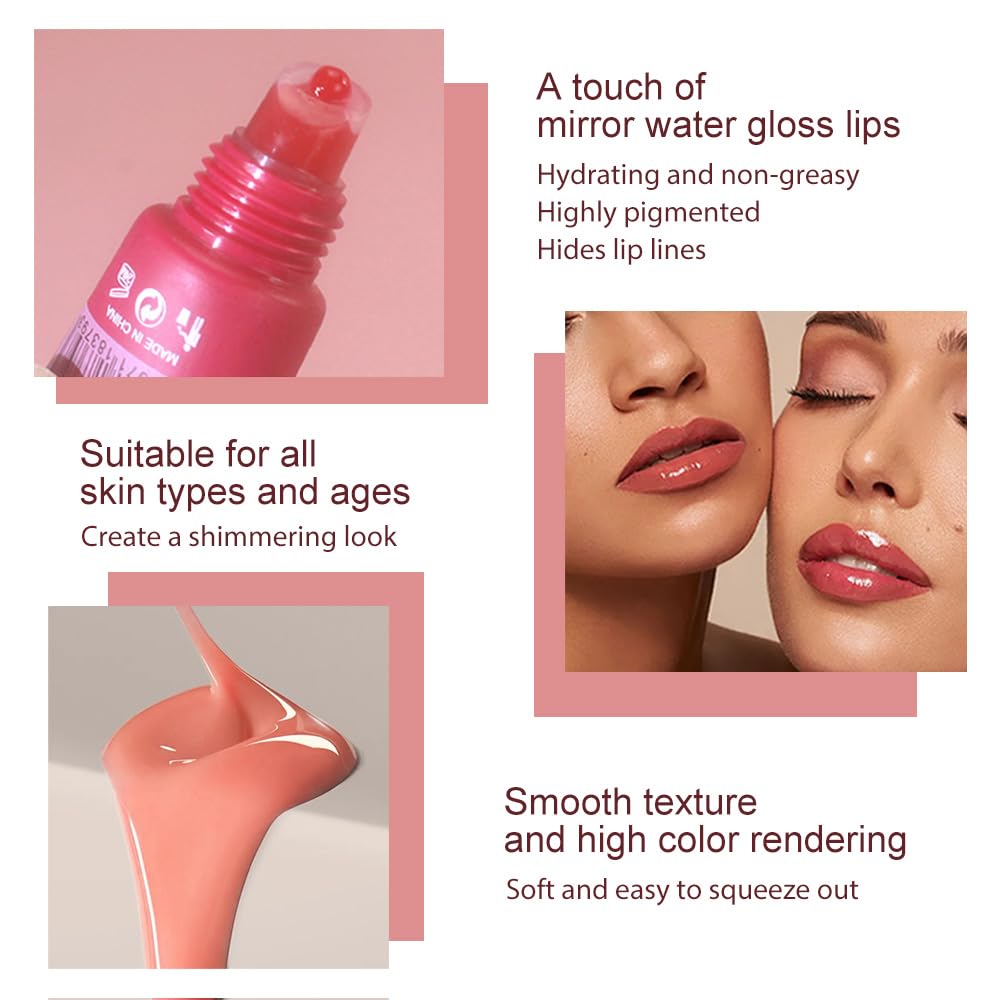 Summer Hydrating Lip Butter Balms Lip Gloss,Natural Vegan Lip Balm Tinted for Instant Moisture,Shine,Hydration Brown-Tinted,Soothes & Softens Dry Lips,Bálsamo labial hidratante 03#Almond (0.5 Fl Oz)