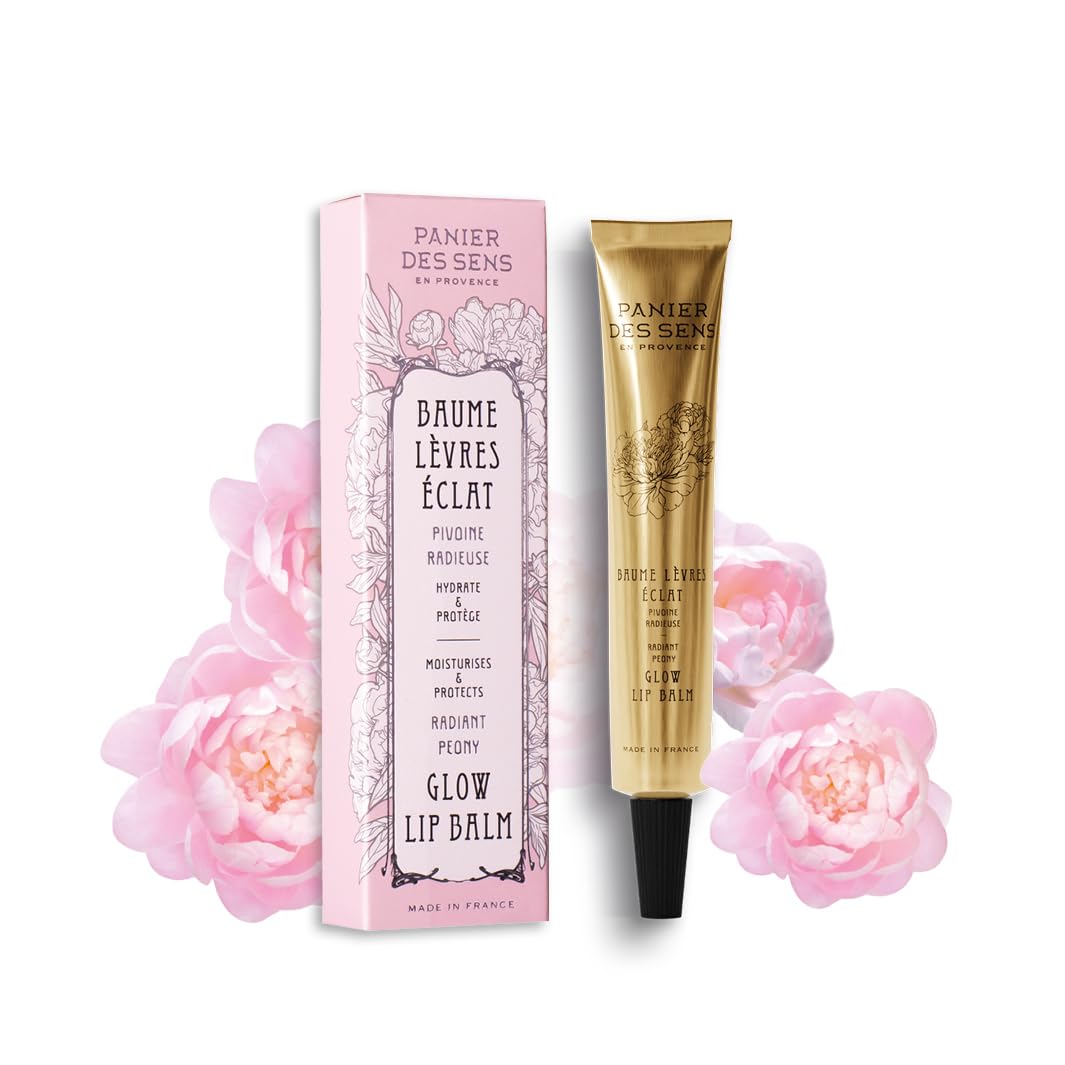 Panier des Sens - Peony Lip Balm for Women - Lip Moisturizer - Shea butter & Sweet almond oil - Made in France Lip Care - 98% Natural Ingredients - Lip Balm Hydrating for Dry Lips - 0.5 Fl oz