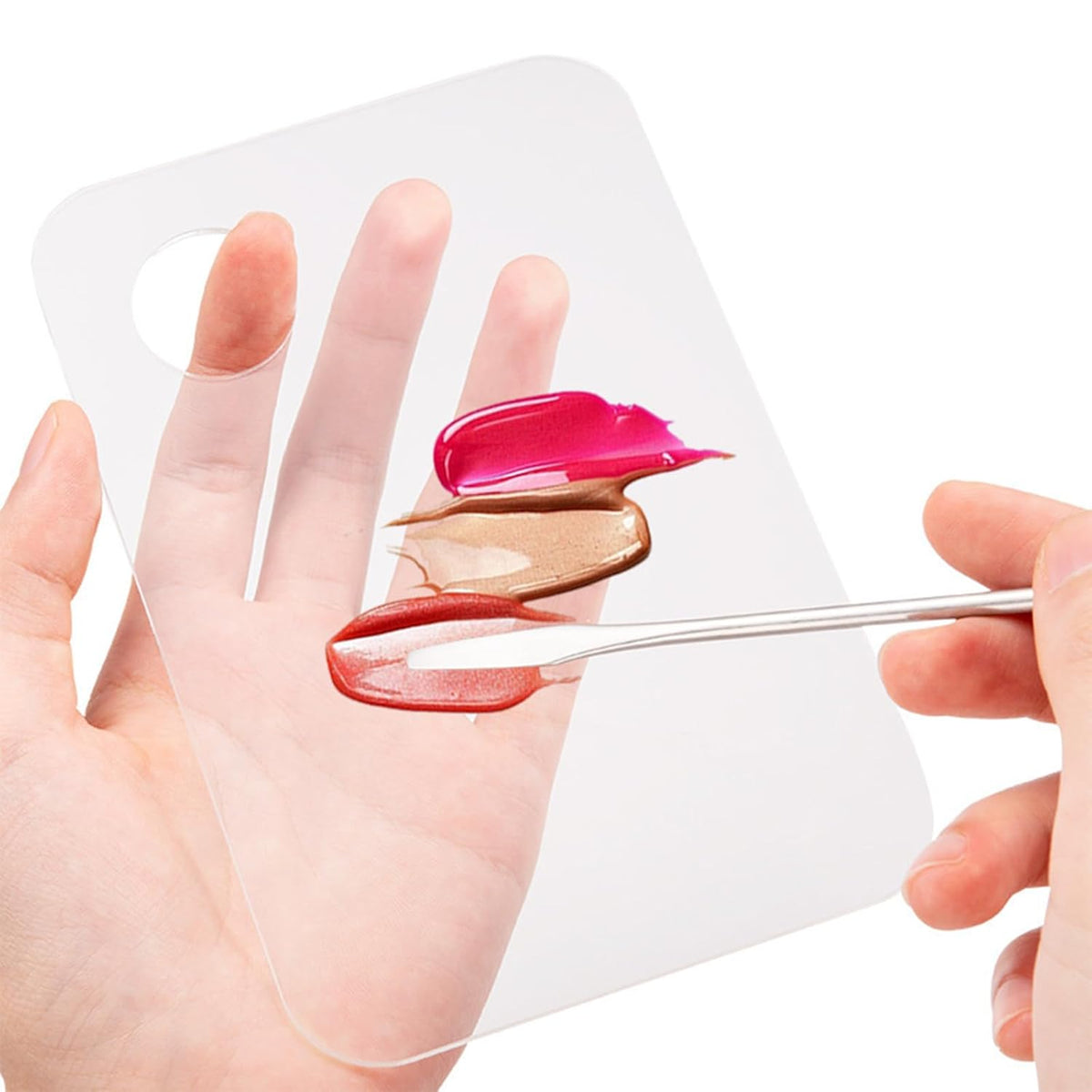 2 Pcs Acrylic Makeup Palette Makeup Mixing Tray with Makeup Spatula for Beauty Salon Color Cream Liquid Foundation Mixing Palette (Round)
