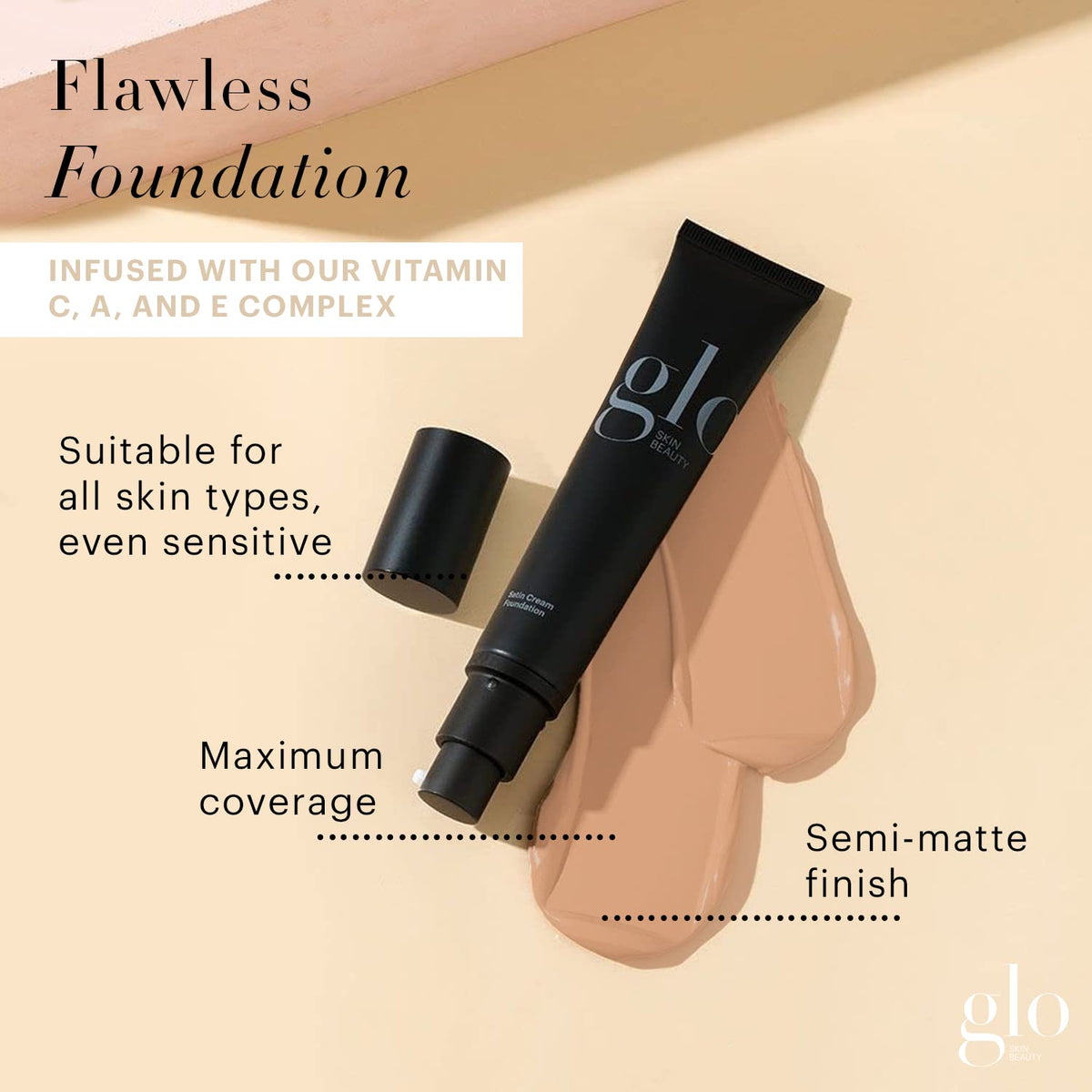 Glo Skin Beauty Satin Cream Foundation Makeup for Face, Golden Dark - Full Coverage, Semi Matte Finish, Conceal Blemishes & Even Skin Tone