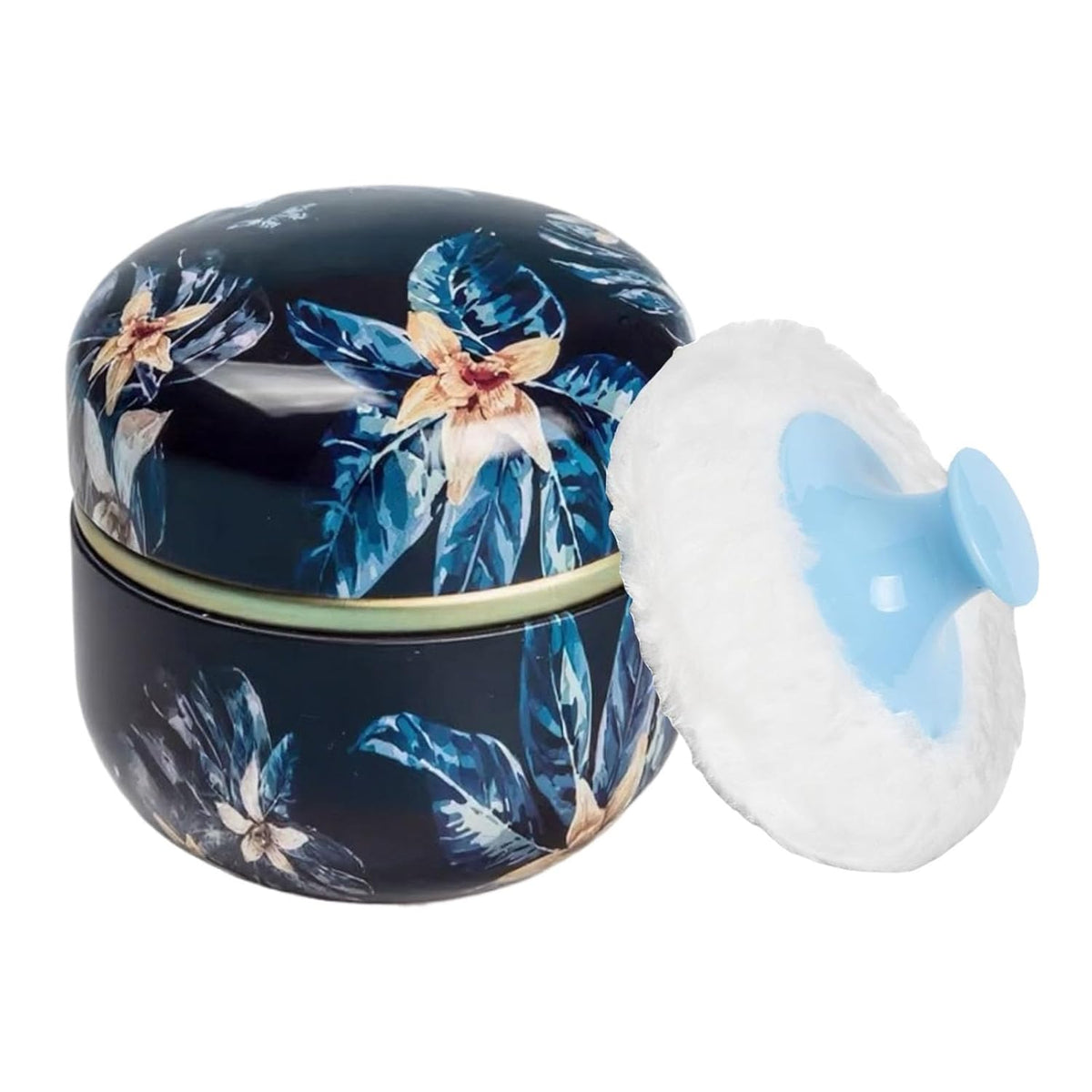 Body Powder Puff and Container, 3.35" Portable Dusting Powder Container with Soft Puff Loose Powder Case Box Jar with Lids for Baby Women Home and Travel Use