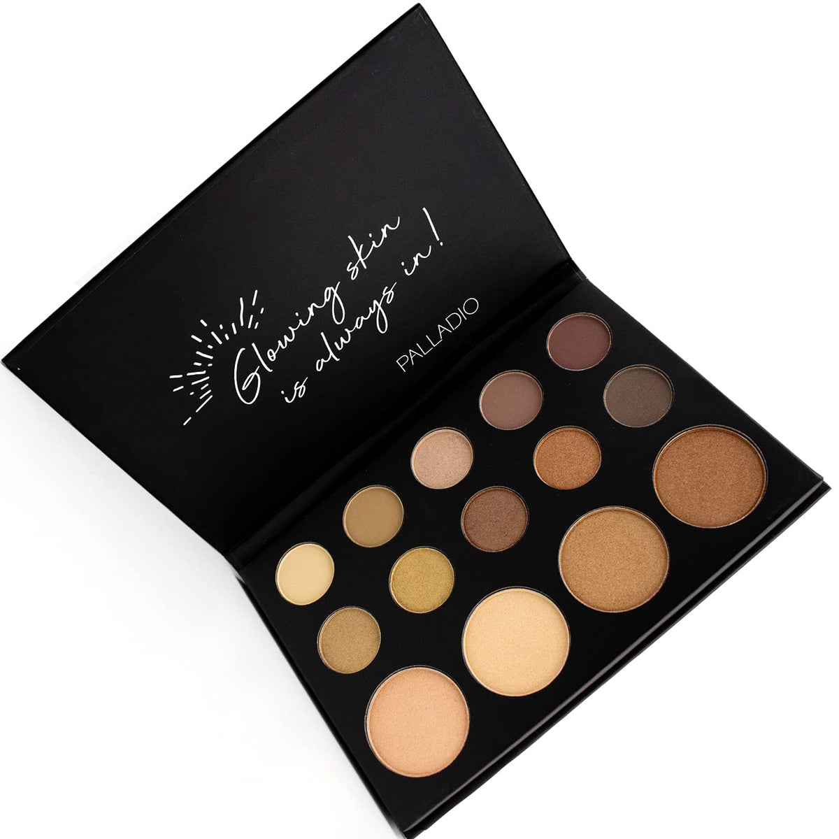 Palladio Sun-Kissed Mirage Eyeshadow Highlighter Palette, Warm Flawless Look, Matte and Shimmer Finishes, 14 Curated to Ensure Rich and Highly Pigmented Colors, All Day Wear (SUN-KISSED)