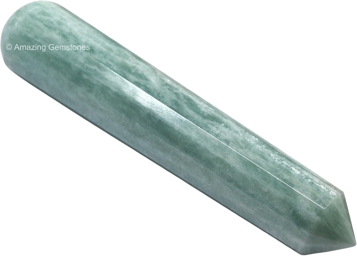 Amazing Gemstone Amazonite Crystal Wand Massage Stick - Pelvic Wand Gua Sha for Adults - Crystals and Healing Stones Massage Wands for Adults Gifts (Pointed)