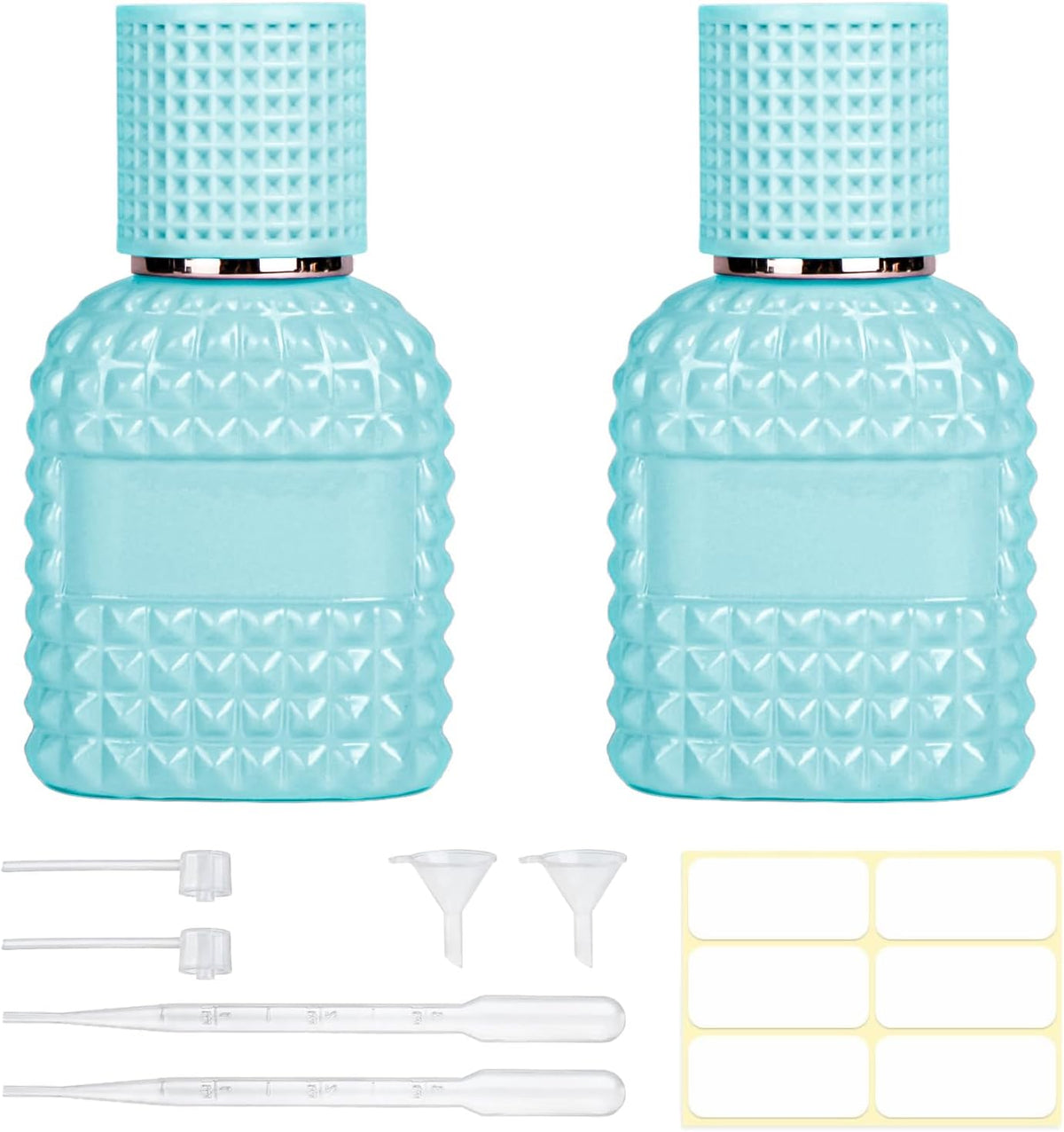 2 Pack 30ml Perfume Spray Bottles Empty, Refillable Glass Fine Mist Atomizer, Portable Travel Perfume Atomizers Fragrance Containers Sprayer for Cleaning, Essential Oils, Liquids (Blue)
