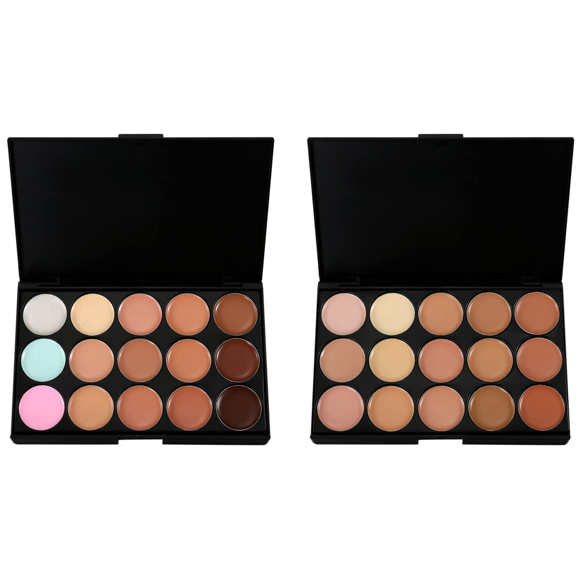 15 Colors Cream Foundation & Contour Palette, Professional Makeup Set, Multifunctional Concealer, Natural Finish, Full Coverage, All Skin Types, Unisex, Includes Storage Bag