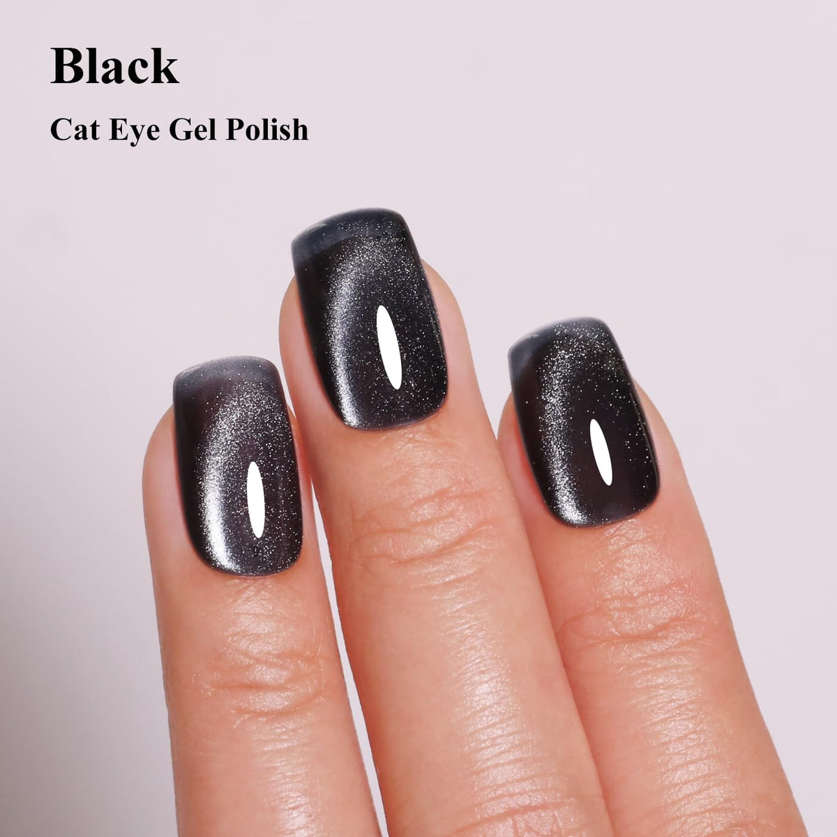 Imtiti Cat Eye Gel Nail Polish, Black Holographic Magnetic Crystal Nail Gel Polish With Magnet Glittery Galaxy Spring Summer Kit Soak Off UV Led 10ML