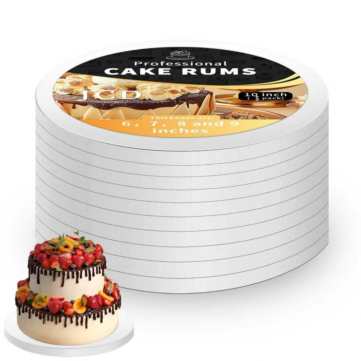 5Pcs Cake Boards 12 Inch Round - Sturdy 1/2 Inch Cake Drum, Food Grade Cake Rounds,Multiple Layers of Corrugated Cardboard for Heavy or Multi Layer Cakes for Birthdays,Weddings, Parties (12inch/5pcs)