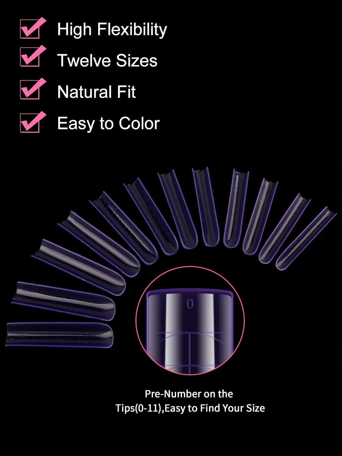 EBANKU Dual Nail Forms for Poly Extension Gel, 120 PCS Purple Square Nail Molds Reusable 12 Sizes Nail Extension Forms for Builder Gel Manicure Design Salon DIY