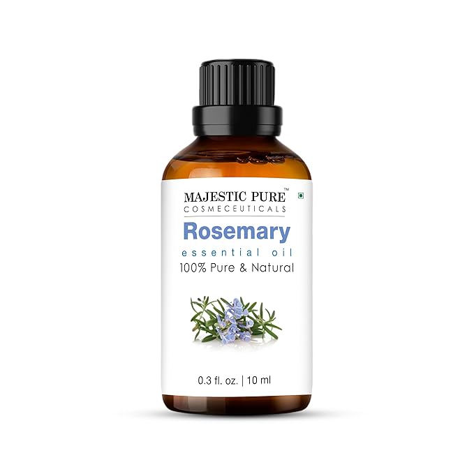 Majestic Pure Organic Rosemary Essential Oil - 100% Pure & Premium Oil for Hair Growth, Skin, Face, Aromatherapy & Diffuser - 0.3 fl oz | Perfect Organic Oil for Hair Growth