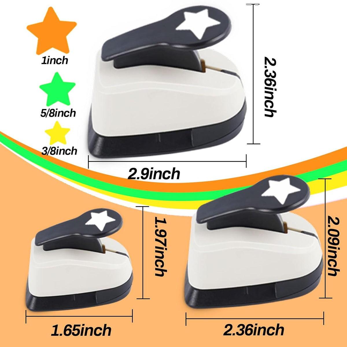 Star Hole Punch, Star Punch, Star Paper Punch, Star Hole Puncher, Star Puncher for Crafts, Star Lever Punch, 1 inch Craft Punch, 5/8 inch Hole Punch Shape, 3/8 inch Paper Punch for Crafting