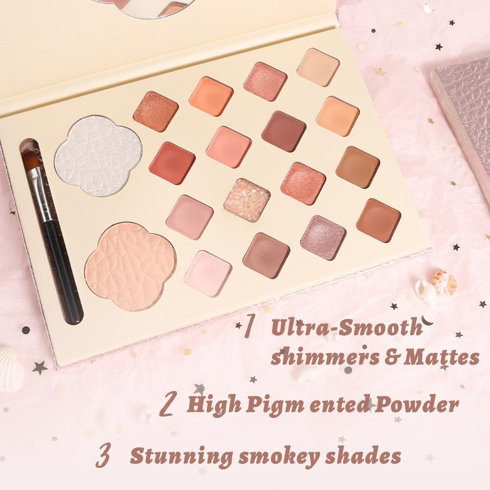 18 Girds Colorful Matte Shimmer Eyeshadow Palette for Eye Makeup,High Pigmented Eye Shadow Primers Powder Palet de sombras de ojos