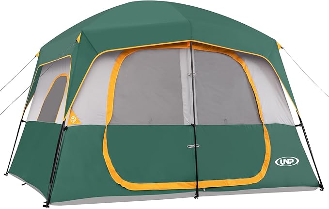 UNP 2/4/6/8 Person Tent, Portable Cabin Tent, Camping Tent 4-Person Easy Set Up, Waterproof with Top Rainfly for Outdoor Camping/Hiking