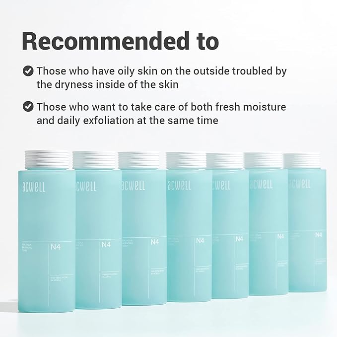 ACWELL Real Aqua Balancing LHA Hydrating & Exfoliating Facial Toner 5.4 fl.oz. - with Mineral Water pH Balancing Toner for Strengthening Skin Moisture Barrier for Sensitive Skin
