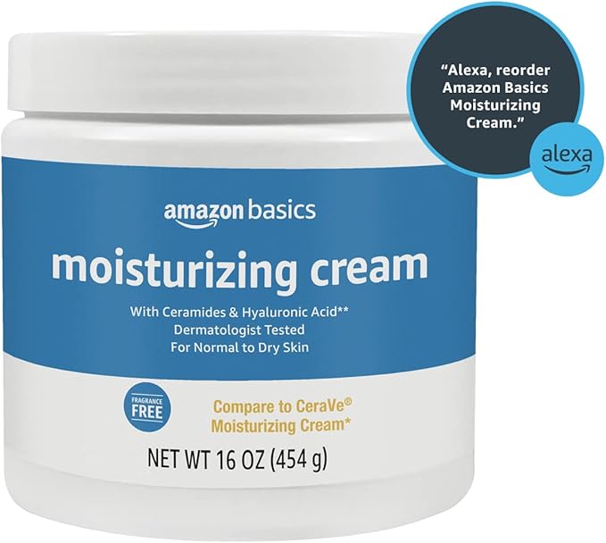 Amazon Basics Moisturizer Cream for Face, Dry Skin, Hydrating, 16 Ounces, 1-Pack