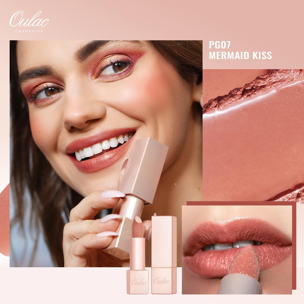 Oulac Lipstick & Lipliner Set 3PCS High Impact Lipcolor with Moisturizing Formula, Vegan Beauty, Full-Coverage Lip Color, Gift Lipstick for Women, LL03+PG07+PG11