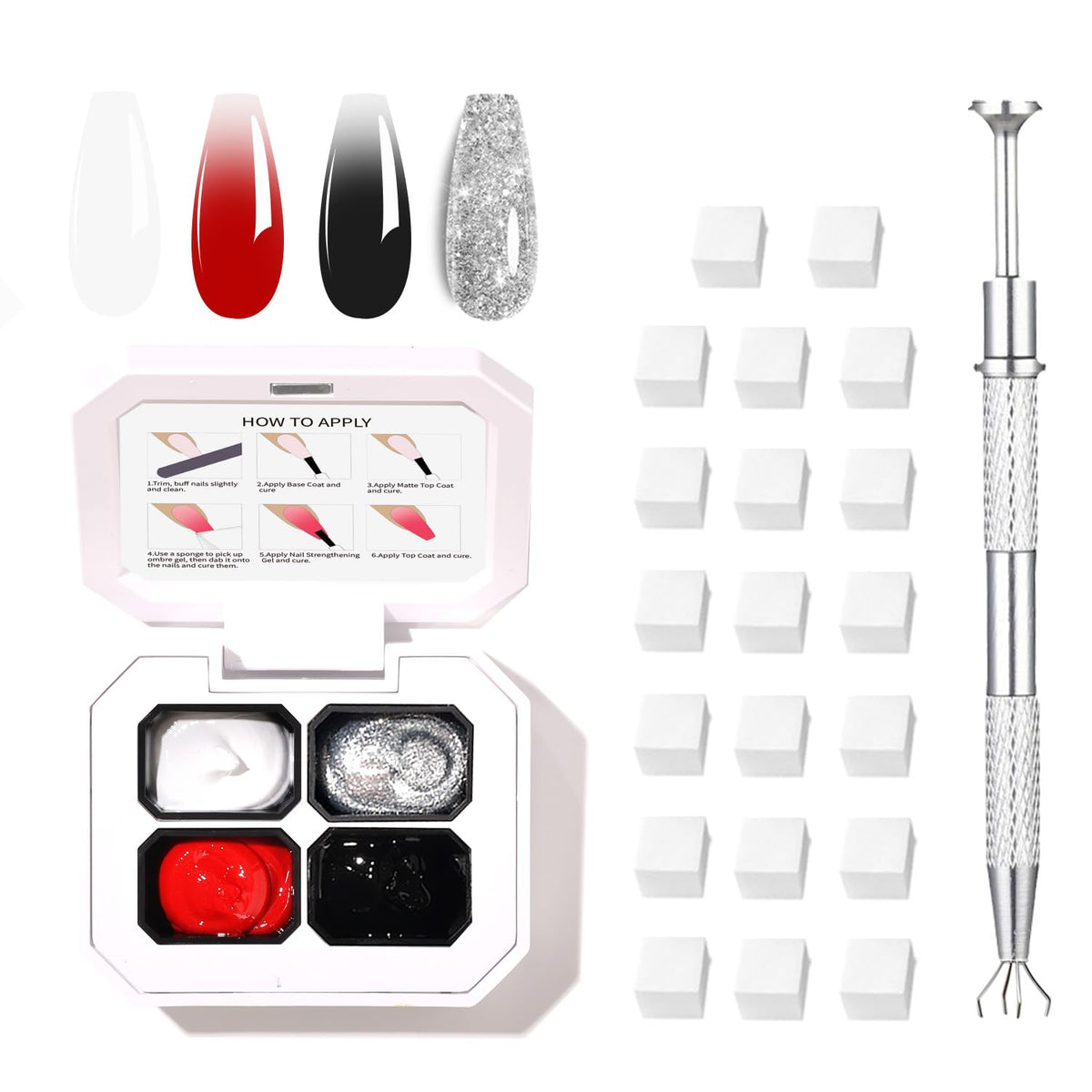 Finger Secret 4 Colors Set Ombre Gel Nail Polish,Gradient Painting GelS with 20pcs Nail Sponges for Gel Paint for Nails Art can be Painted in Salon or Home Use (k10)