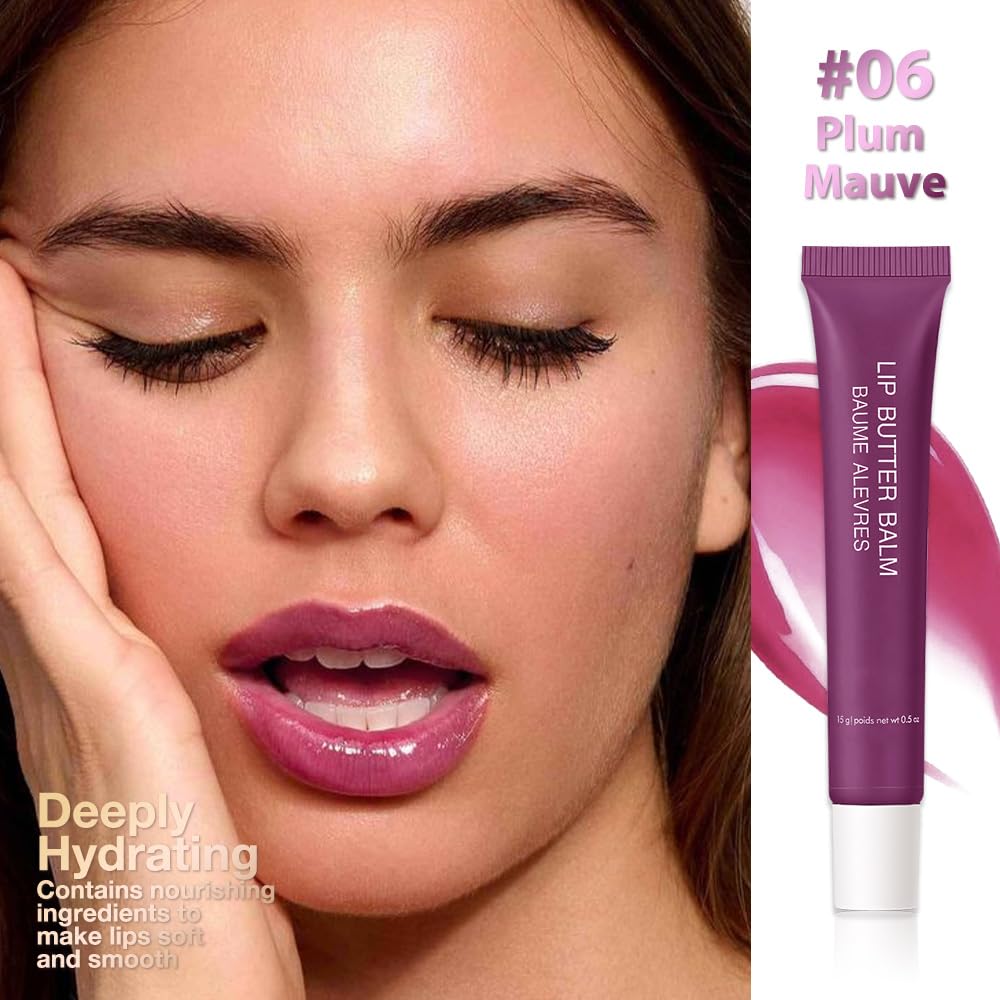 1Pcs Tinted Lip Balm Serum Makeup, Squeeze Hydrating Tint Lips Balms Serum Cosmetic, Women Care Glossy Nourishing Plumping Lip Stain Gloss Lipstick, Suitable for dry lips, Long-Lasting Color 06