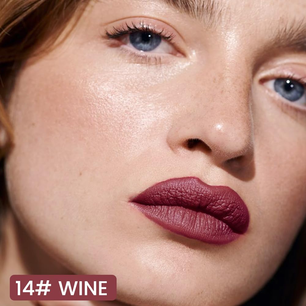 evpct Longwear Liquid Lip Liner Stain Marker Pen Long Lasting Waterproof, Wine Red Plum Matte Semi Permanent 24 Hour Lip Liner and Lipstick Combo Korean Color Stay Lipliner All Day Lips Stain peel off