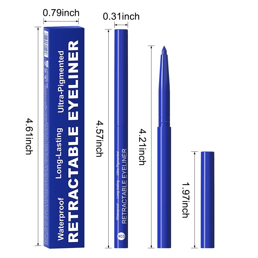 evpct Blue Eyeliner Pencils for Eyes, Royal Blue Colored Eye Liner Pencil Makeup Waterproof Smudge Proof, Colored Gel Waterline Eyeliner Liquid, Face Paint Stick Lipstick Pen Halloween Makeup